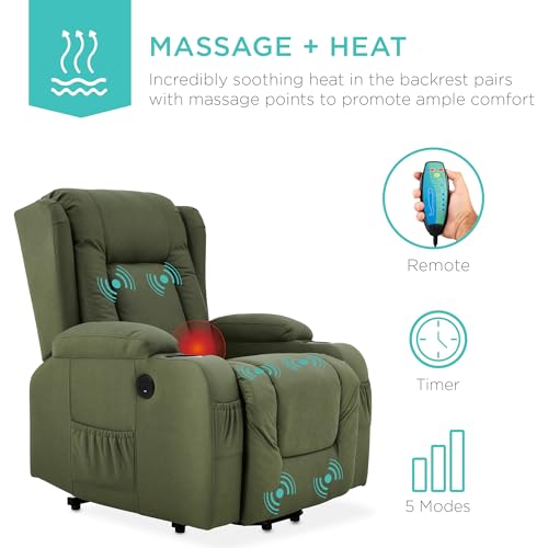 Electric Power Lift Recliner Massage Chair with Heat and USB Port, Brown M560374