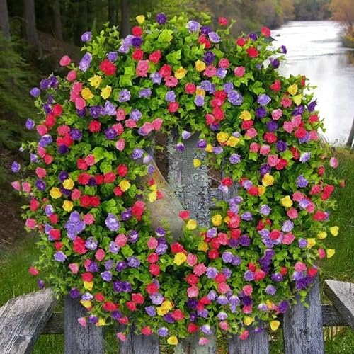 Colorful Cottage Wreath Spring Summer Hanging Ornament, Artificial Handmade Decoration D6420