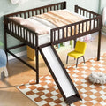 Wood House Loft Bed Frame with Slide and Storage Shelves Z806