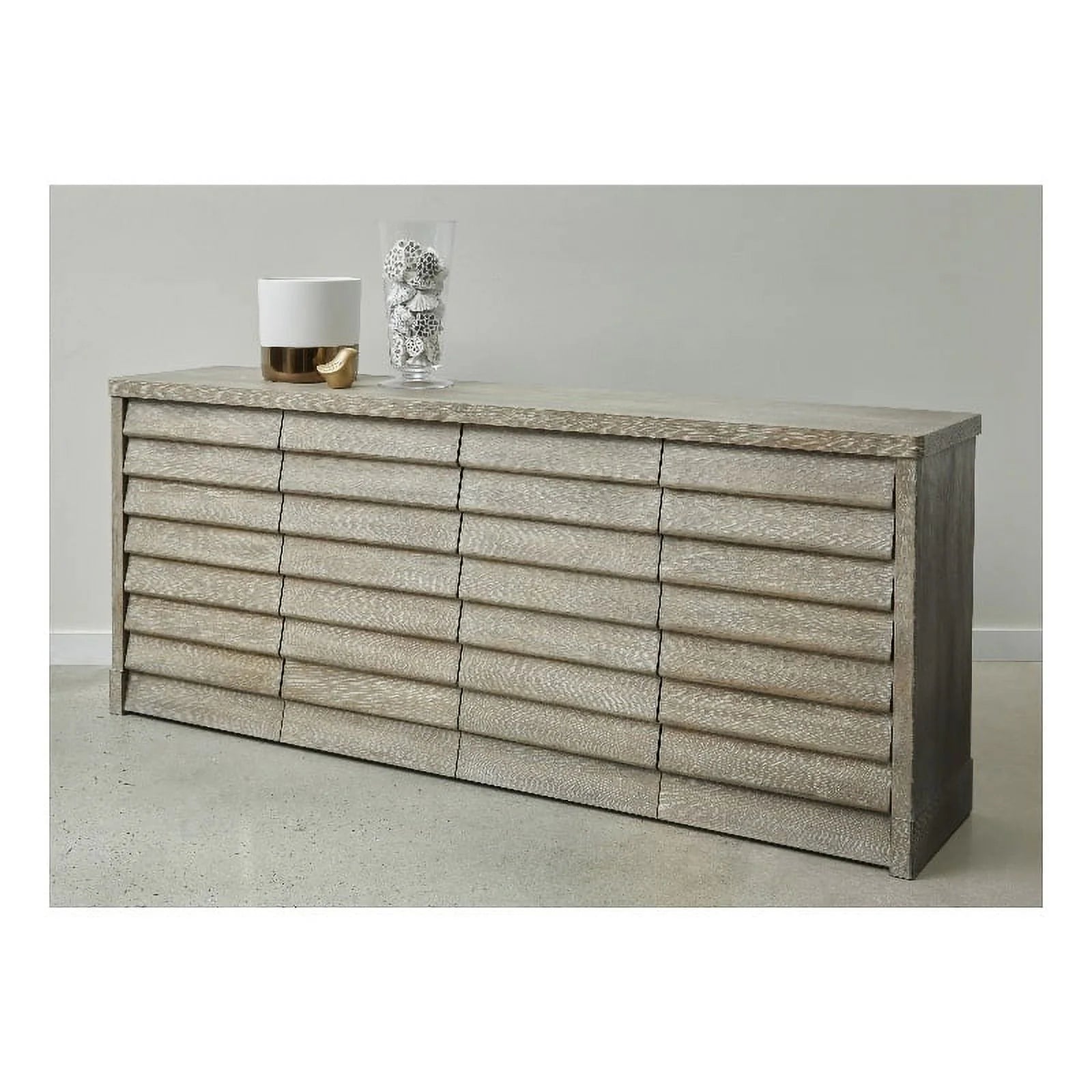 4 Door Wood Credenza with Storage in Natural Sand Finish J500