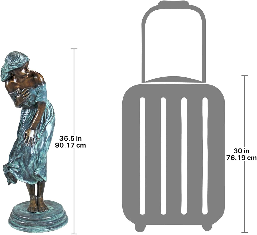 Windblown Maiden Cast Bronze Garden Statue L383