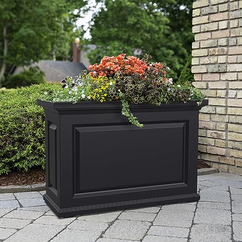 Nantucket Trough Planter - Black - 36in L x 16in W x 24in H - with 17.3 Gallon Water Reservoir P61250