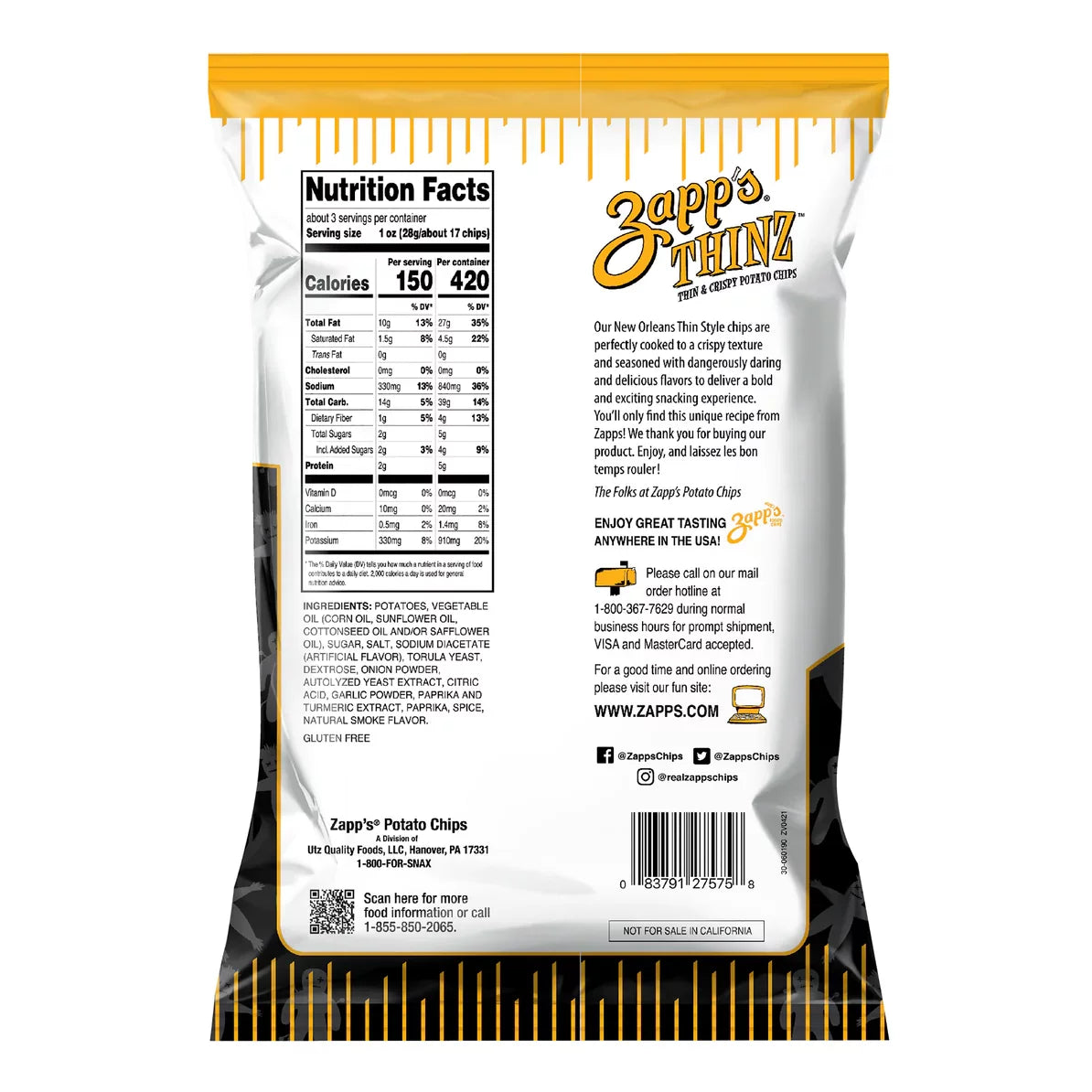 Thin & Crispy Voodoo Potato Chips, 3-Pack 8 oz. Bags D496414