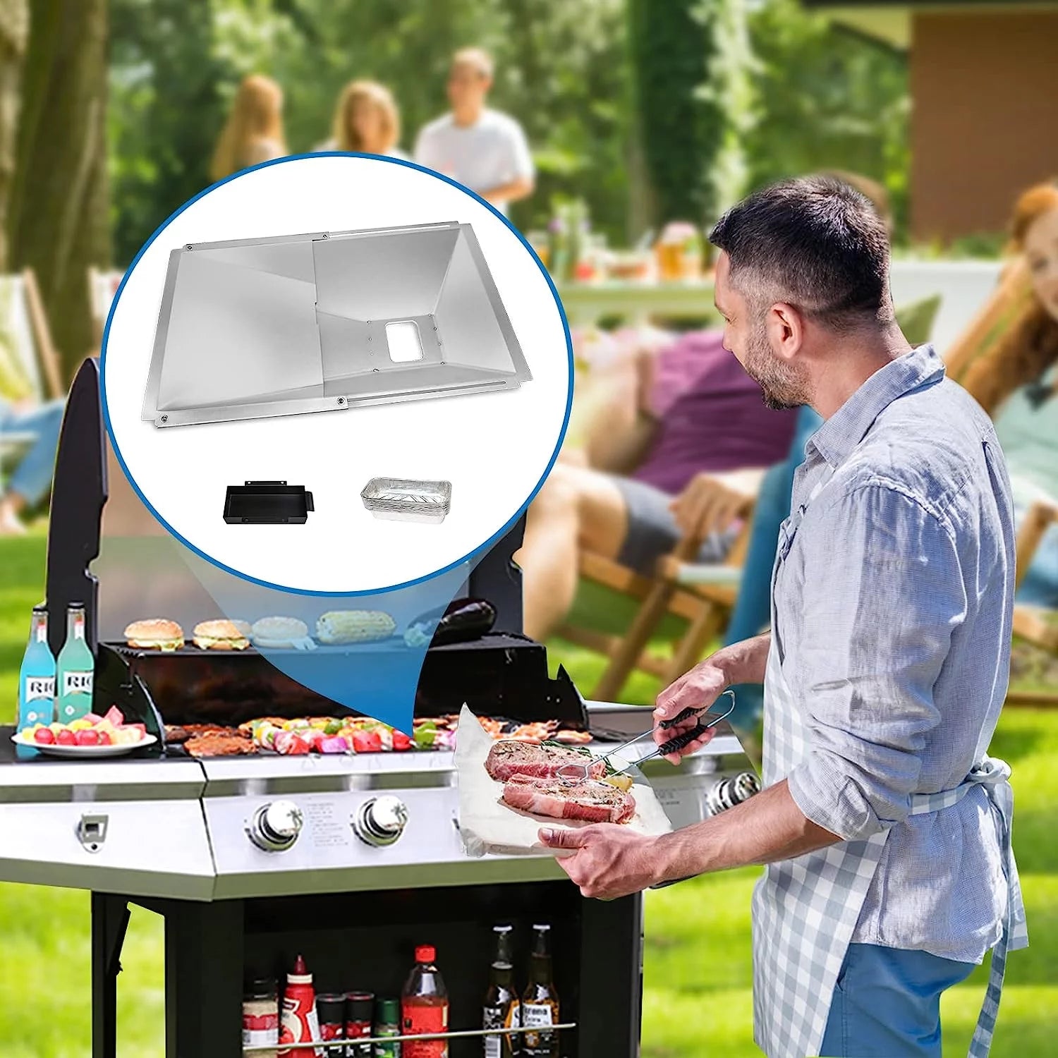 Grease Tray with Catch Pan and Foil Liner for Gas Grill, 10 Pack B82012