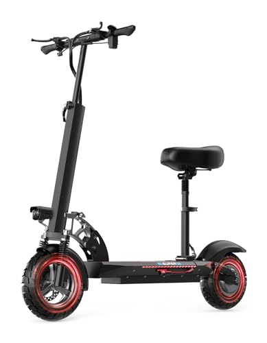 Electric Scooter Adults, 1500W Peak Motor, 45 Miles Range Electric Scooter with Seat, 30MPH Top Speed, 10" Off Road Tires Scooter, Dual Suspesnsion, Folding Commuting E Scooter for Adults