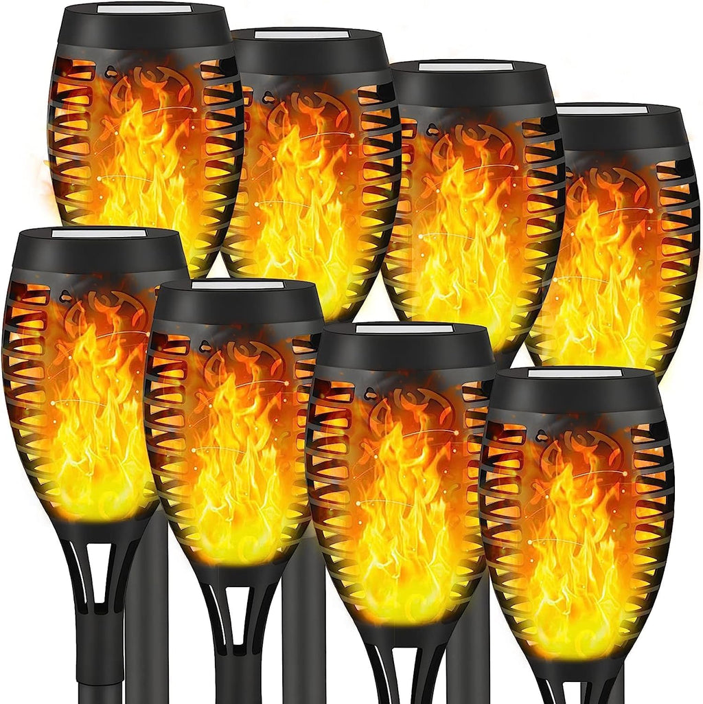 (8 PACK) Solar Outdoor Lights, Solar Torch Light with Flickering Flame for Garden Decor, Solar Garden Lights, Waterproof Solar Powered Outdoor Lights, LED Flame Torches for Outside Patio Path Yard