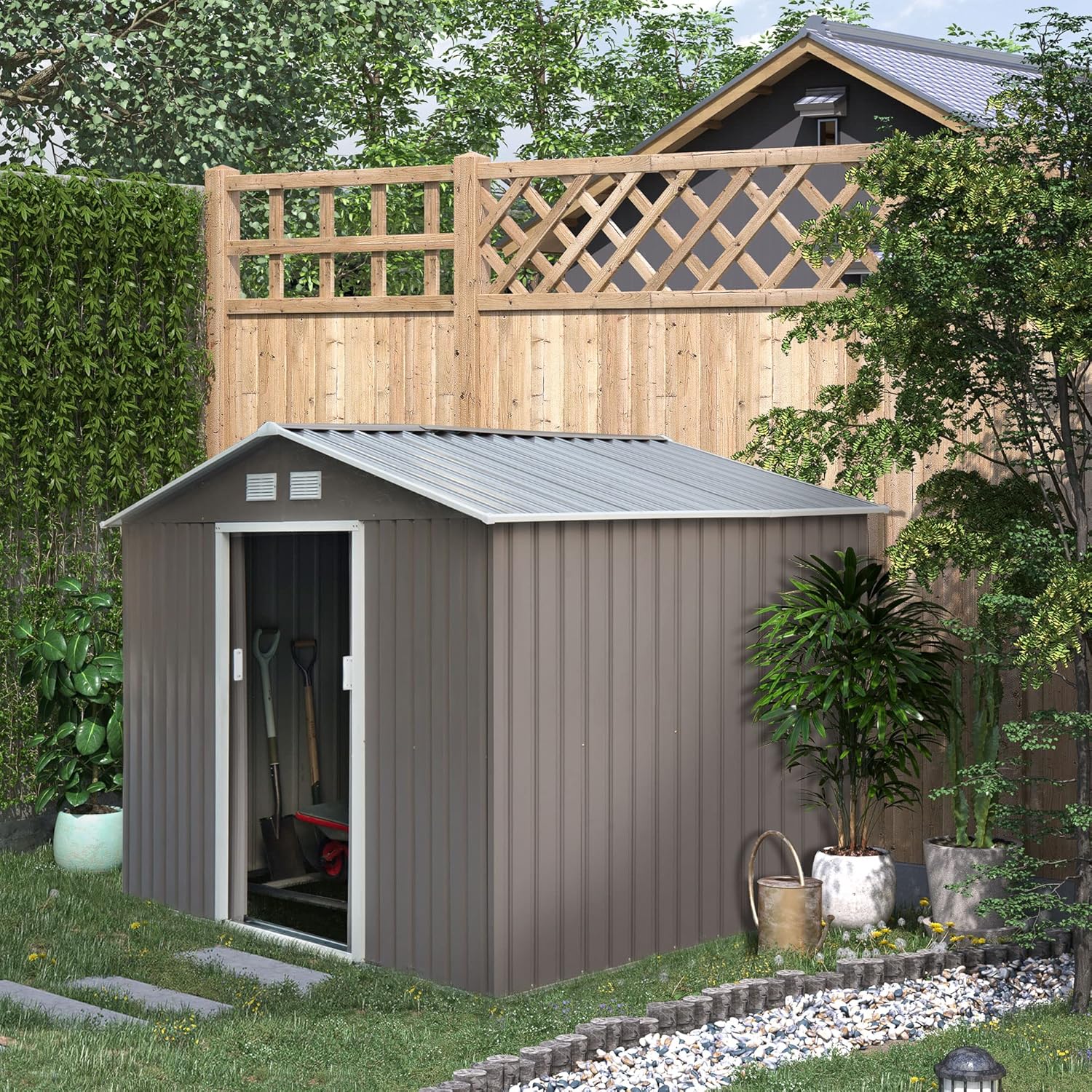 Metal Garden Utility Storage Shed 9x6 ft F1911