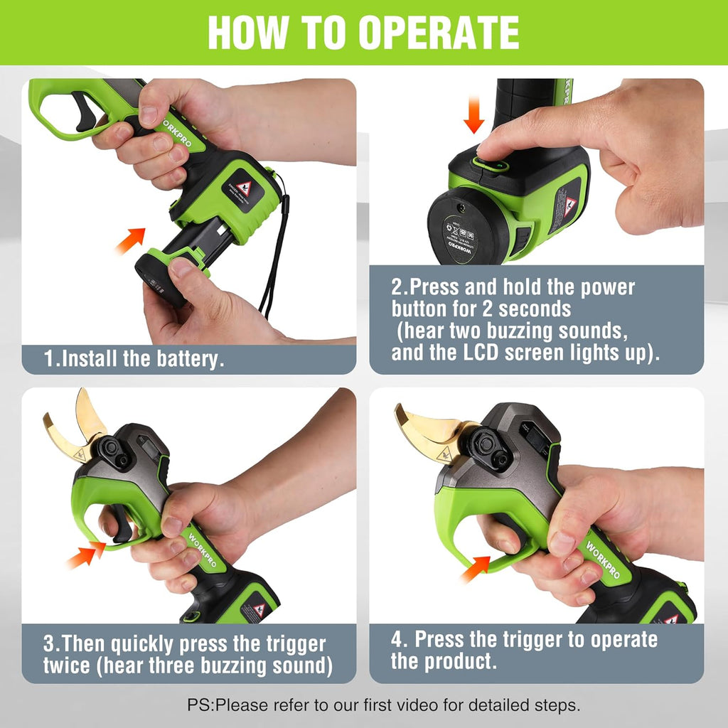 Electric Pruning Shears, Cordless Tree Pruner with 2 Batteries and Charger A26029