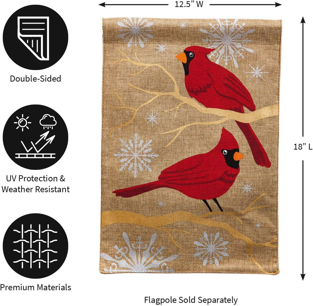 Burlap Feathers and Snow Garden Flag, 12.5 x 18 inches B6034