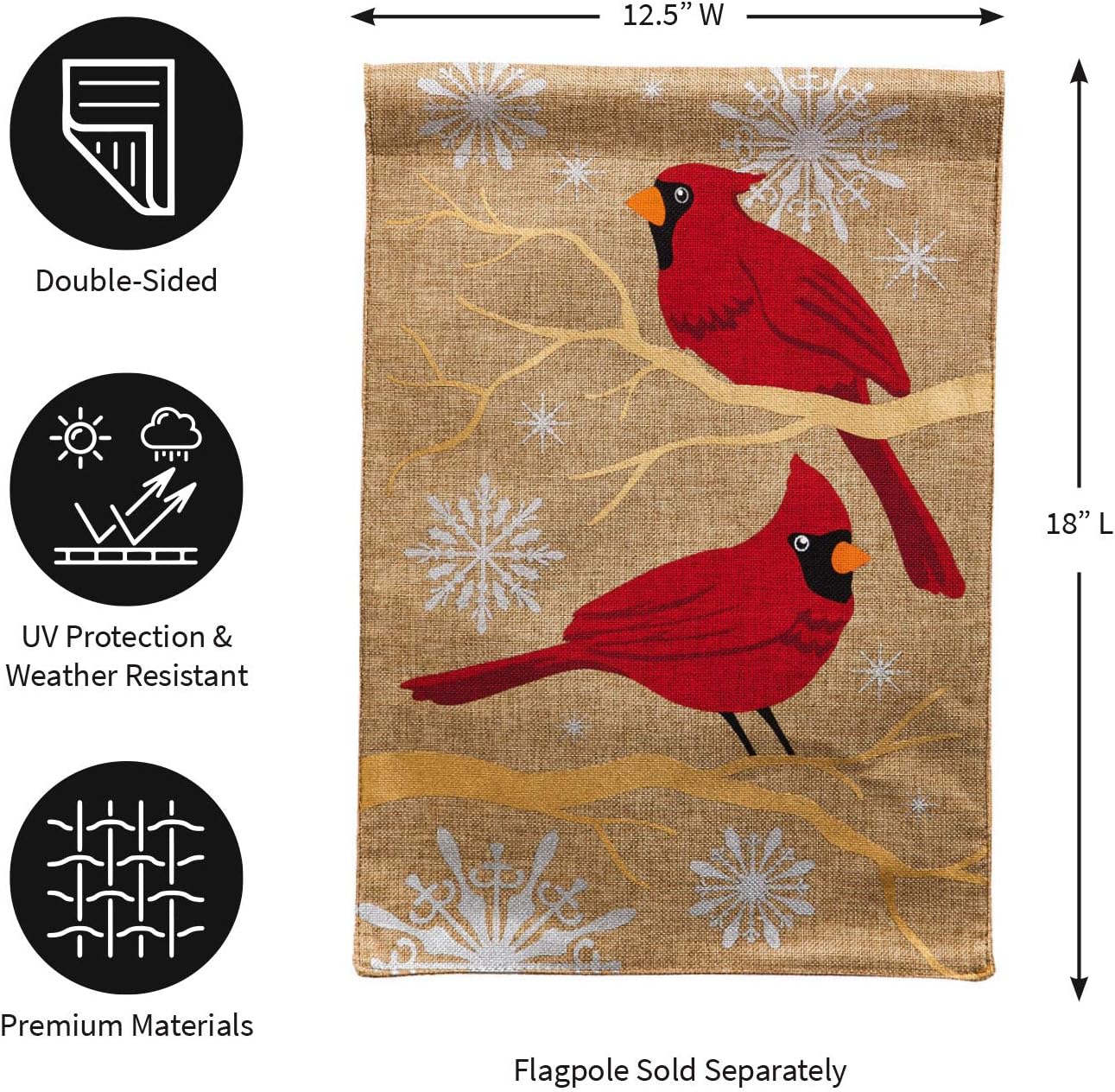 Burlap Feathers and Snow Garden Flag, 12.5 x 18 inches B6034