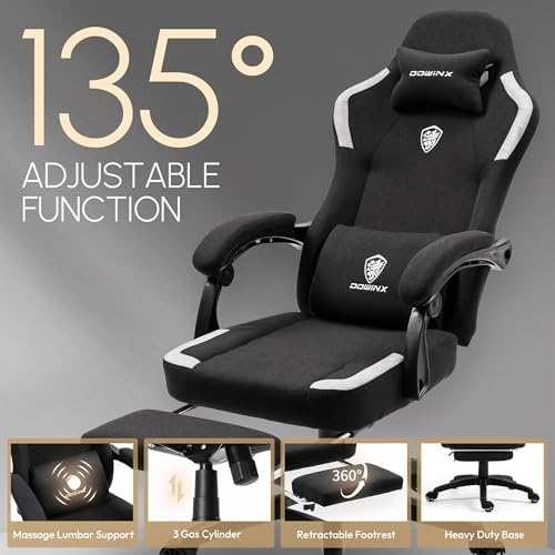 Fabric Gaming Chair with Pocket Spring Cushion and Footrest V343974