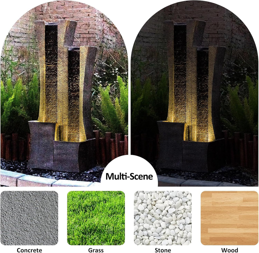 Indoor Outdoor Floor-Standing Water Fountain with LED Lights, 39.76" H O474815