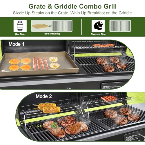 6-Burner Propane Gas Grill and Griddle Combo with Stainless Steel Lids F7495