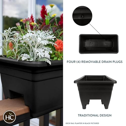 Deck Railing Planter Box - Lightweight Weatherproof Plastic for Outdoor Balcony, Porch, Garden G962