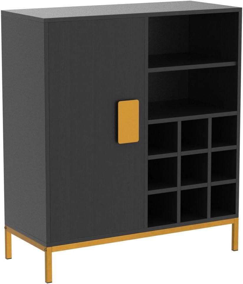 Wood Buffet Bar Liquor Cabinet with Wine Rack and Glass Holder Z65762