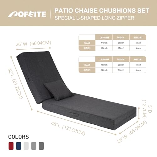 Outdoor Chaise Lounge Cushions with Pillow, Fade Resistant Patio Furniture, Turquoise M47882