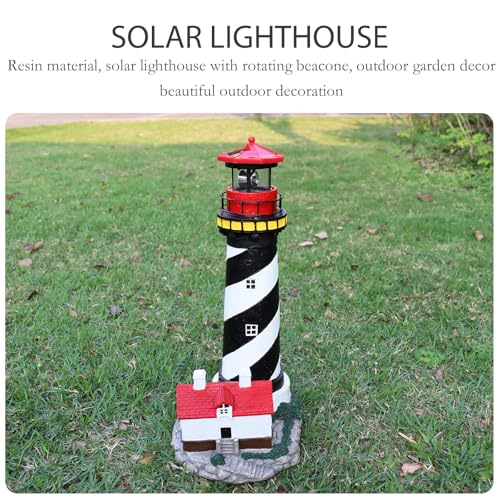 Solar Lighthouse with Rotating Beacon for Outdoor Garden Decor A48617