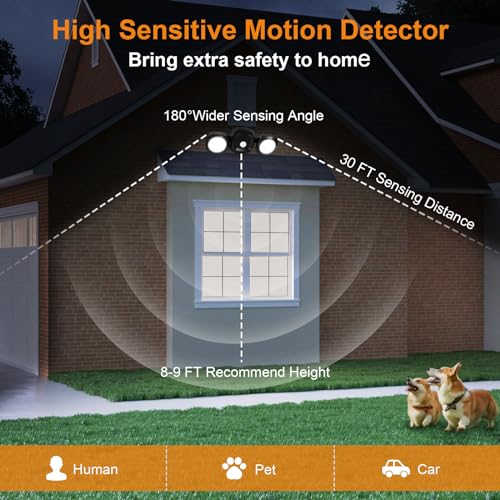 Motion Sensor LED Flood Light, 5500K Daylight, IP65 Waterproof, Wireless T91834