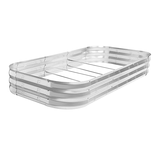 Galvanized Raised Garden Bed Kit, Large Metal Raised Garden Beds for Vegetables, Galvanized Planter Raised Garden Boxes Outdoor (Silver)