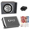 Boss Audio 12" 1400W Subwoofer, 1500W Amplifier w Amp Kit & QPower 12" Enclosure