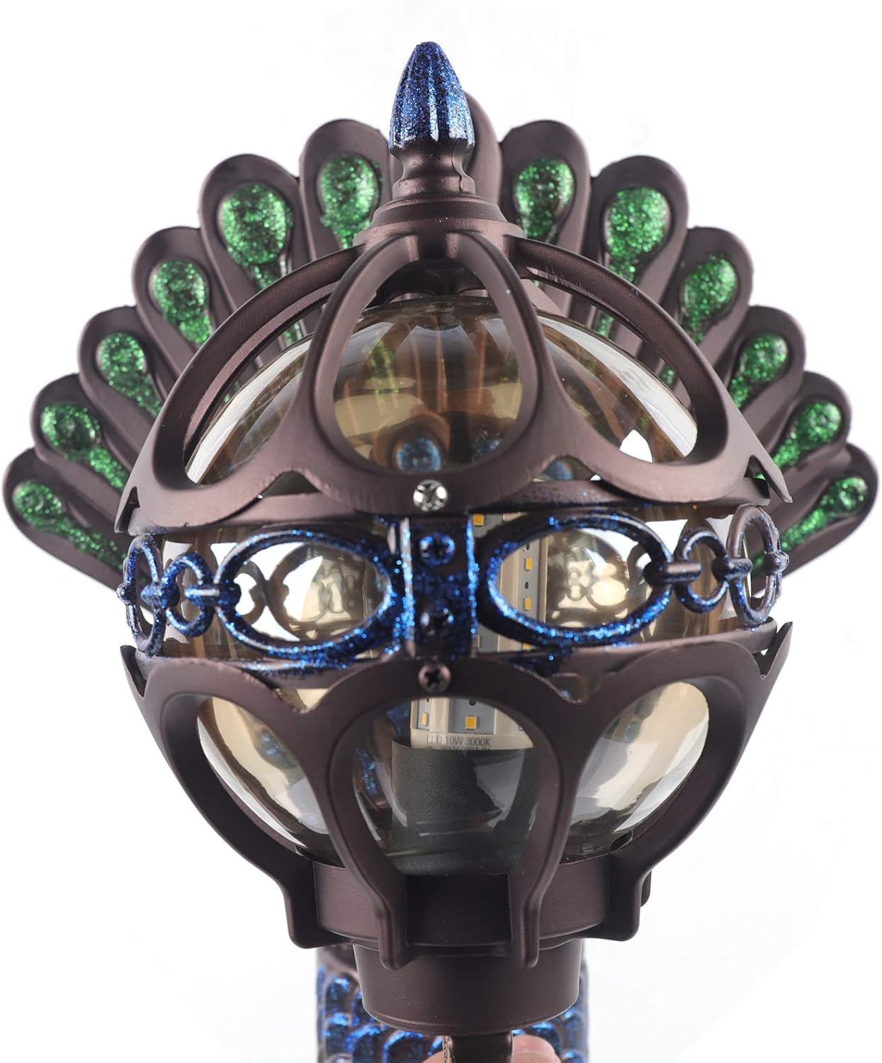 Peacock Wall Light Sconces, Metal and Glass Stained LED Antique Wall Lamp X6540