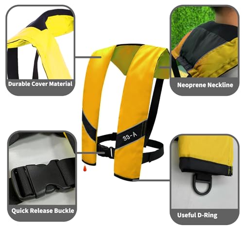 Automatic Inflatable Life Jacket for Adults, Low Profile, 330 lbs E6850