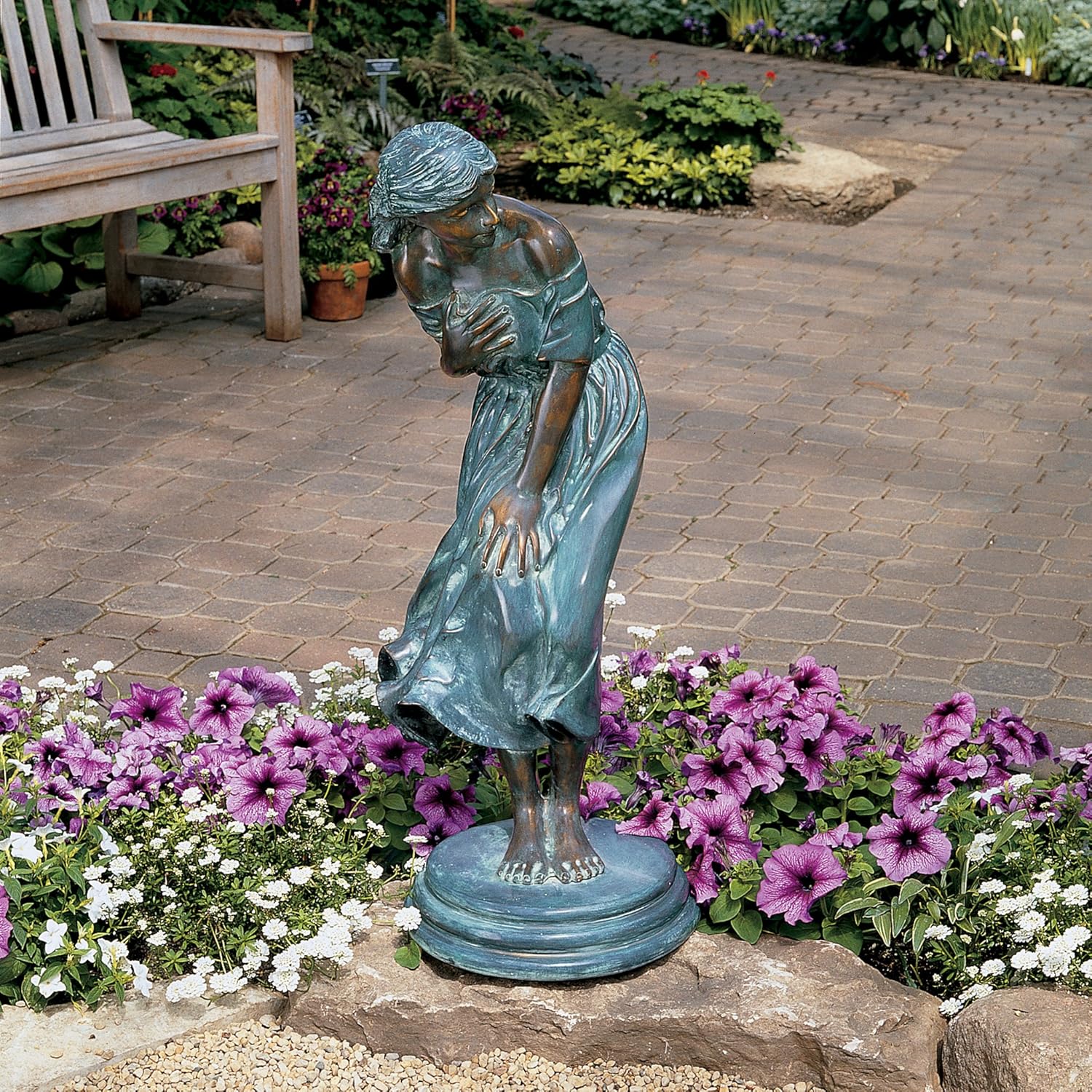 Windblown Maiden Cast Bronze Garden Statue L383
