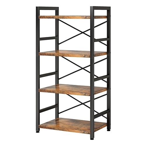 3 Tier Industrial Bookcase, Rustic Etagere Bookshelf for Living Room U5786
