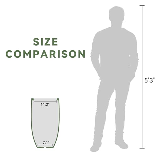 24 Inch Tall Concrete Planter with Drainage Hole for Patio or Porch N93751
