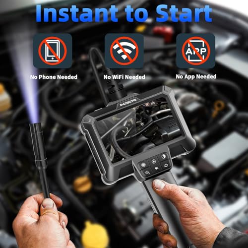 Endoscope Camera with Light, IP67 Waterproof, 8 Adjustable LED, 4.3" LCD Screen, HD 1080P, 16.5ft Cord N74763