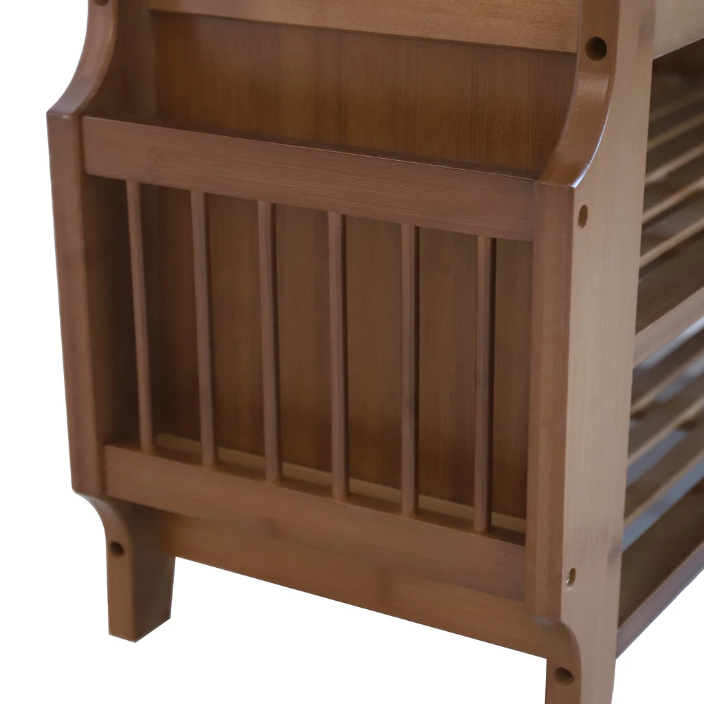 Bamboo 2 Tier Shoe Rack Bench with Soft Seat for Entryway M310