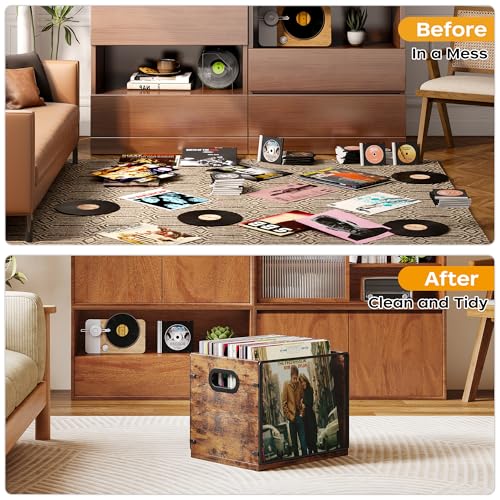 Vinyl Record Storage Box, Holds up to 60 Records V34365