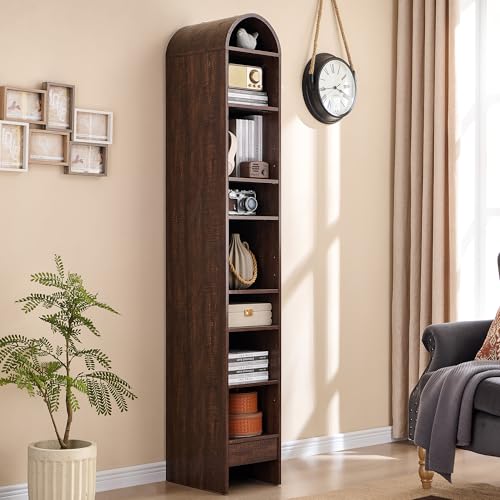 Arched Bookshelf, 7-Tier Bookcase with Adjustable Shelves A456