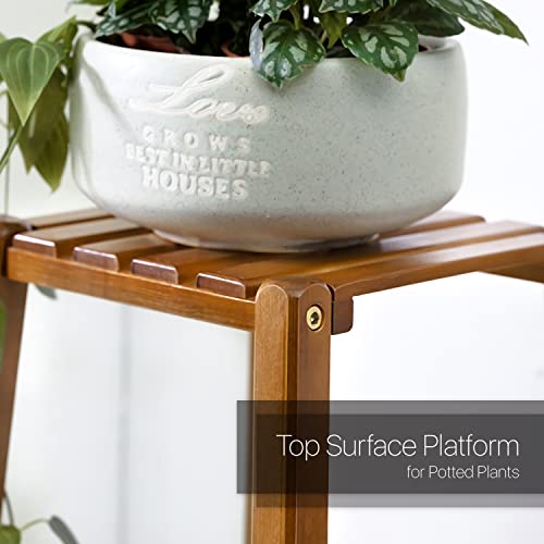 Bamboo Tall Plant Stand with 4 Shelves for Patio Garden Balcony W958352