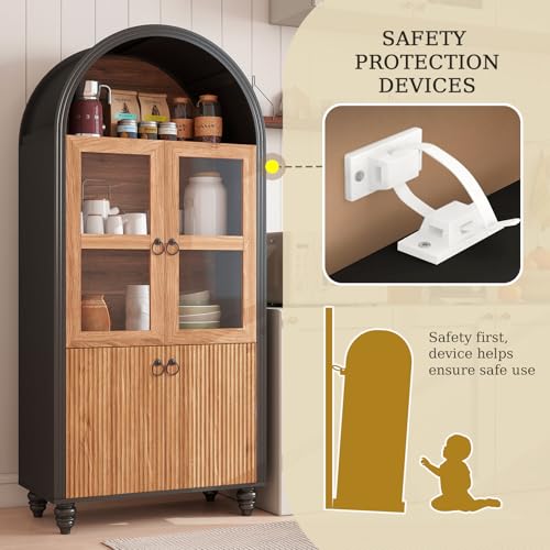 Kitchen Pantry Cabinet with 4 Doors and 1 Drawer, Freestanding Storage Cupboard L190261