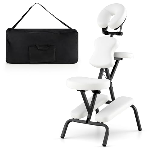 Giantex Portable Light Weight Massage Chair Travel Massage Tattoo Spa Chair w/Carrying Bag (White)