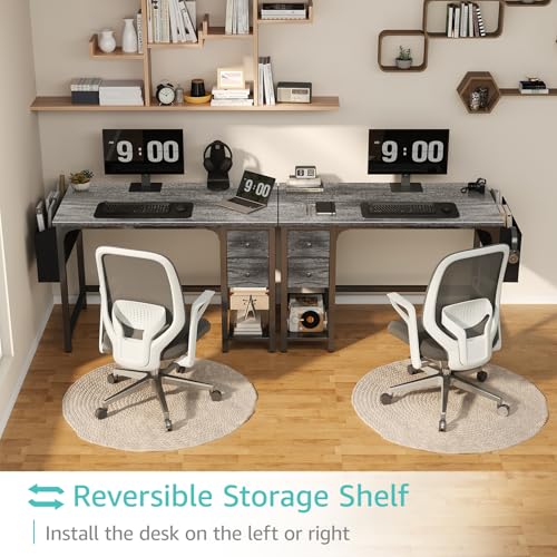 Computer Desk with Fabric Drawers, 40 Inch Reversible Gaming Desk for Small Space Home Office D876