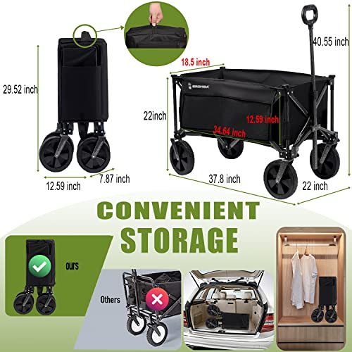 Collapsible Outdoor Utility Wagon with 300 lbs Capacity, Heavy Duty Folding Wagon U386