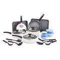BELLA Cookware Set, 12 Piece Pots and Pans with Utensils, Nonstick PFOA Free Scratch Resistant Cooking Surface Compatible with All Stoves, Nylon and Aluminum, Black