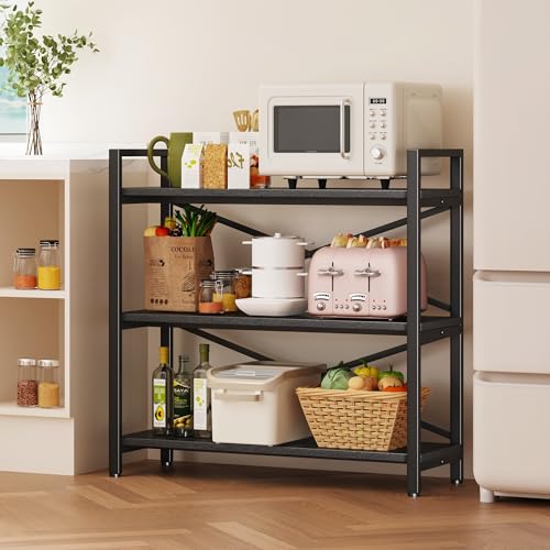 3 Tier Industrial Bookcase, Rustic Etagere Bookshelf for Living Room U5786