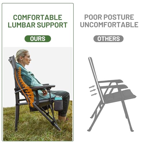 Oversized Folding Camping Chair High Back Heavy Duty for Adults with Cup Holder K6105