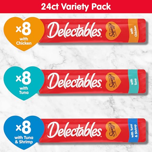 Handheld Lickable Treats for Cats, Chicken and Tuna Salmon, 54 Count A909