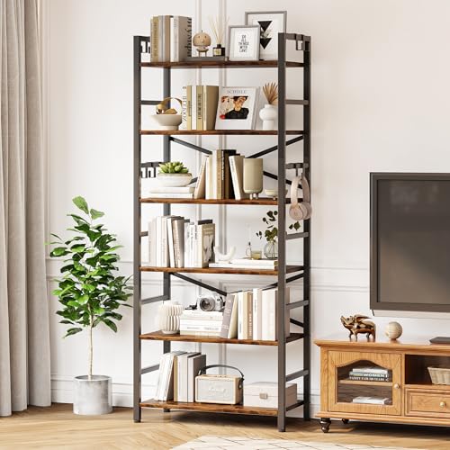 3 Tier Industrial Bookcase, Rustic Etagere Bookshelf for Living Room U5786