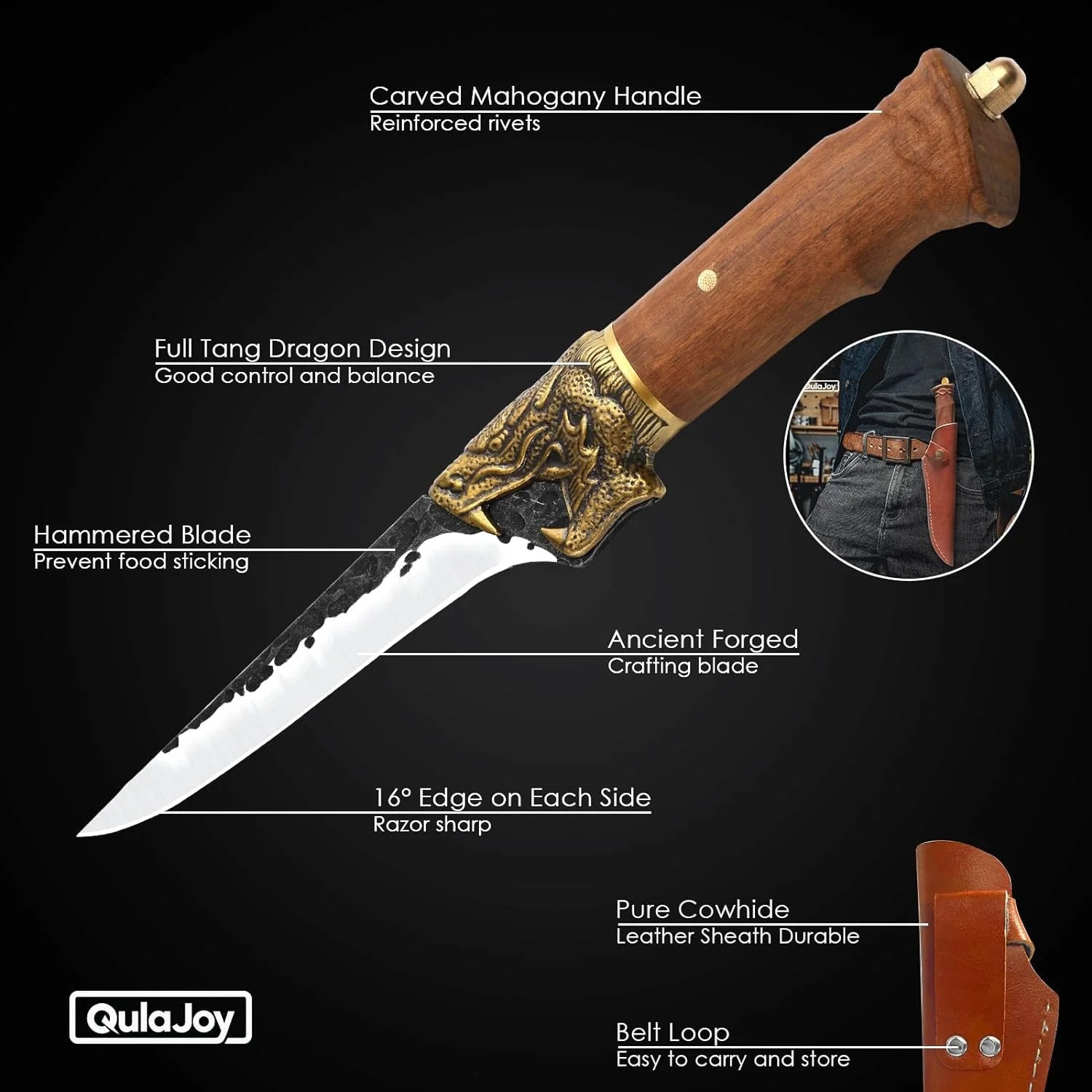 Fillet Knife with Leather Sheath for Camping and Hunting C677