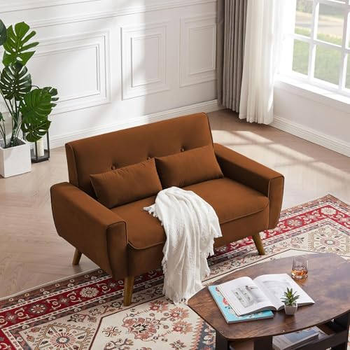 Mid Century Modern Loveseat Sofa with Wood Legs Z78752
