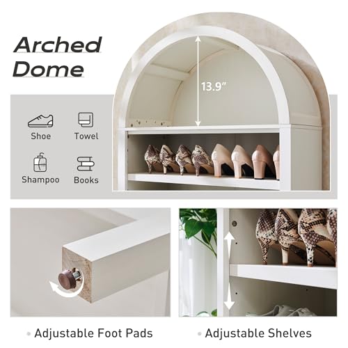 Arched Bookshelf, 7-Tier Bookcase with Adjustable Shelves A456
