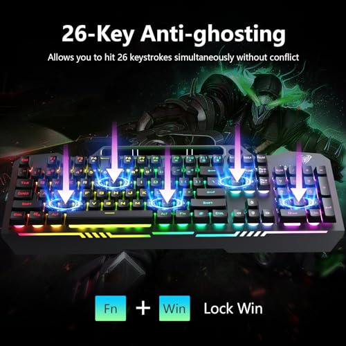 Gaming Keyboard and Mouse Combo, RGB Backlit, USB Wired A5894