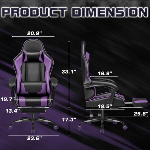 Gaming Chair with Footrest and Massage Lumbar Support J131131