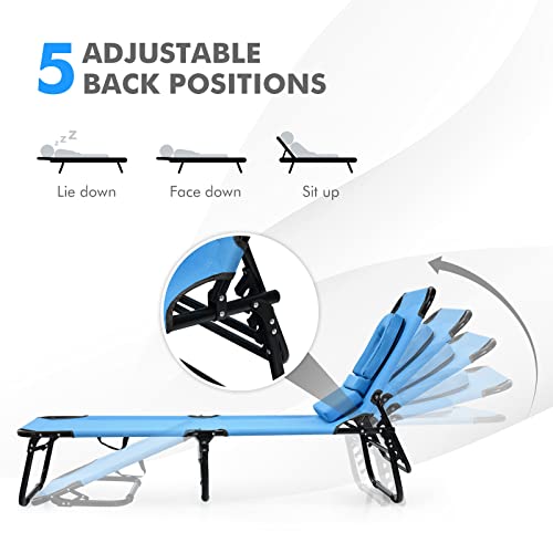 Folding Chaise Lounge Chair, Blue A749689