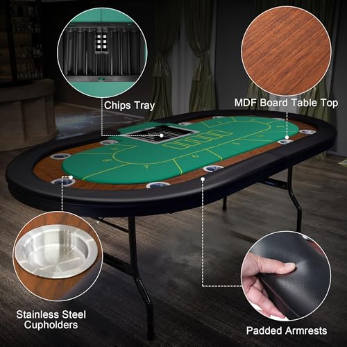 Foldable Blackjack Poker Table with Cup Holders G3690